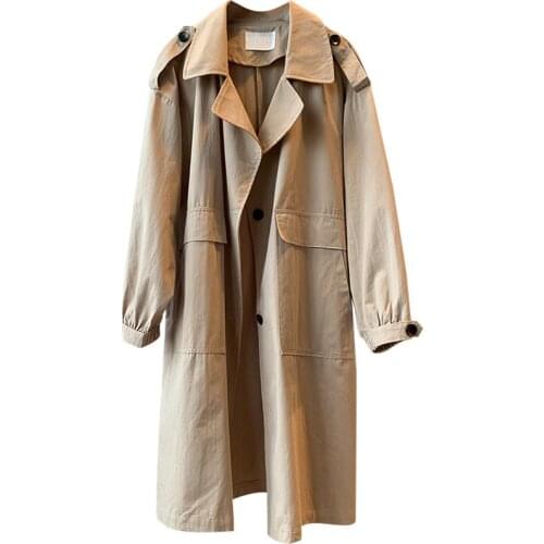 2020 Autumn Loose Style Clothes Women Long Coat Khaki Casaco Feminino Harajuku Abrigo Mujer Trench Femme