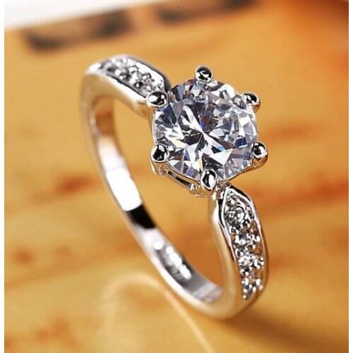 Hot Sale High-grade Diamond Ladies 925 Sterling Silver Ring 2 Carat Simulation Diamond Wedding Ring Proposal Gift
