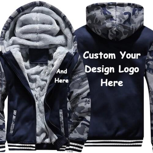 Custom Mens Hoodies Print Logo Design Customize Made Winter Fleece Thicken Camouflage Coat Sweatshirts High Quality