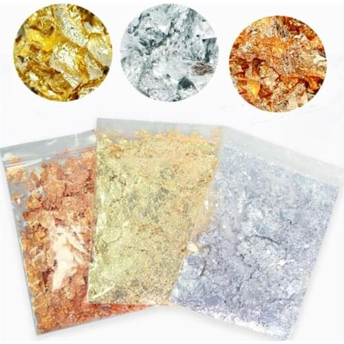 1 bag 2g Gold Silver Irregular Aluminum Foil Paper Nail Art Sticker 3D Glitter DIY Manicure UV Gel Polish Nail Decoration Tools