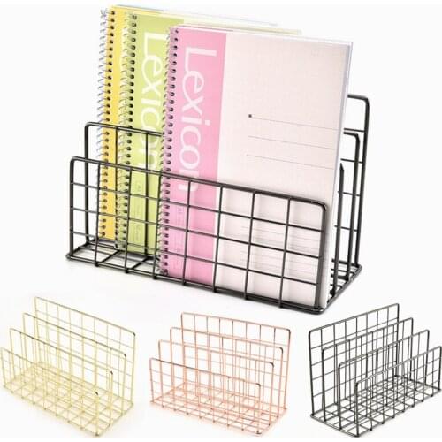 1Pc Office Desk Book File Rack Home Bedroom Iron Bookshelf Tea Table Magazine Storage Shelf