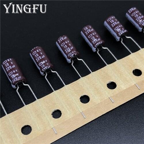 10pcs 220uF 10V NIPPON NCC KY Series 6.3x11mm Low ESR 10V220uF Aluminum Electrolytic Capacitor