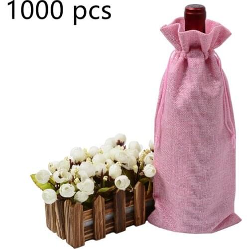 1000pcs Multi-color Optional Durable Fast Shipping Jute Wine Bags Natural Jute Wine Bags Drawstring Wine Bottle Gift Covers