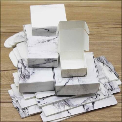 20pcs DIY HANDMADE Mutli size paper soap boxes with window Marbling style gifts cake Package For Wedding home party suppiles