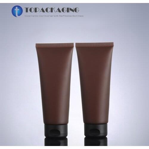 200PCS/LOT-100ML Soft Hose,Amber Plastic Cosmetic Container,Empty Facial Cleanser Packaging,Hand Cream Tube,Brown Squeeze Bottle