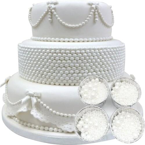 50g Edible White Beads Pearl Sugar Ball Fondant DIY Cake Baking Sprinkles Sugar Candy Ball Wedding Cake Decoration Free Shipping