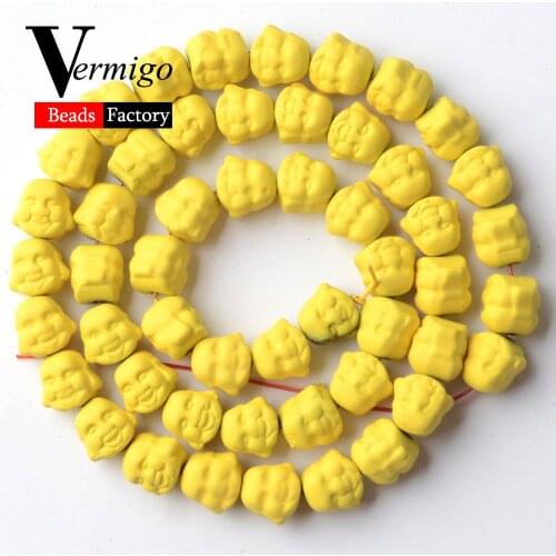 Natural Yellow Buddha Head Nanotech Rubber Hematite Minerals Beads For Jewelry Making 8mm Spacer Beads Diy Bracelets 15'Strand