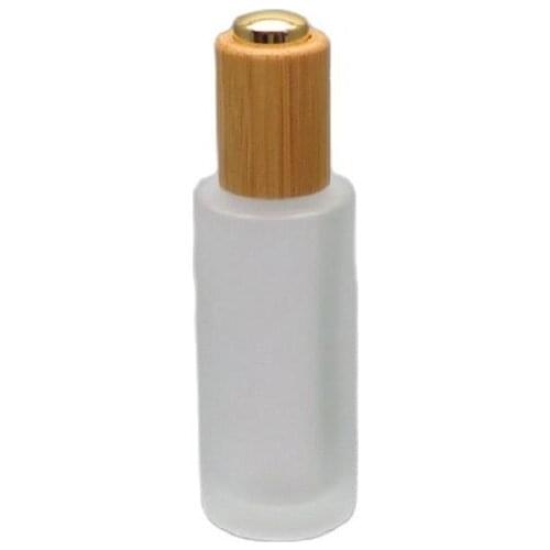 30ML Frosted Glass Essence Bottle With Bamboo Press Pump Glass Pipette, Cosmetic Emulsion Essential Oil Bottle. 20Pcs/Lot