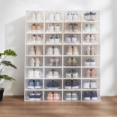 Double Layer Transparent Shoe Box Thicken Dustproof Shoe Storage Box Stacked Shoe Cabinet Shoe Organizer