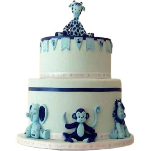 Cartoon animals mold hippo, lion, tiger, monkey, giraffe, elephant baby birthday cake decoration