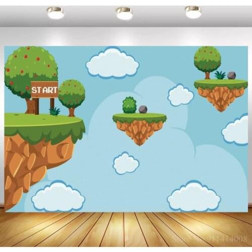 Blue Sky Apple Trees Game Theme Party Backdrops Decor Island Floating Newborn Baby Shower Kids Birthday Photo Background