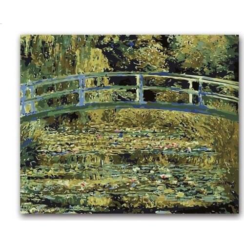 Japanese Bridge Monet Water Lilies pictures painting by numbers Scenery canvas drawing coloring with kits package