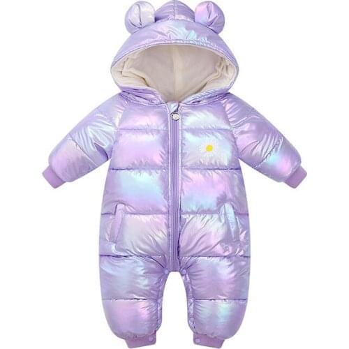 2021 Autumn Winter Baby Jumpsuit for Infangt Boys and Girls Thicken Romper New Born Kids Down Cotton Clothes Bright Color