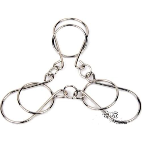 Three Rings Metal Horseshoe Puzzle IQ Wire Brain Teaser Puzzle Game for Adults Kids