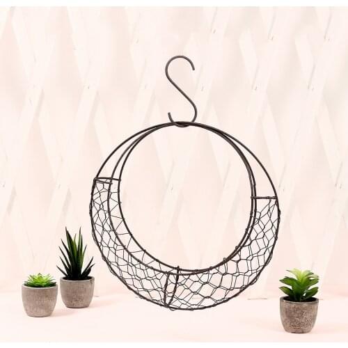 Metal Hanging Planter Moon Shape Home Succulent Iron Wreath Moon Shaped Iron Wire Succulent Pot For Home Garden Decoration
