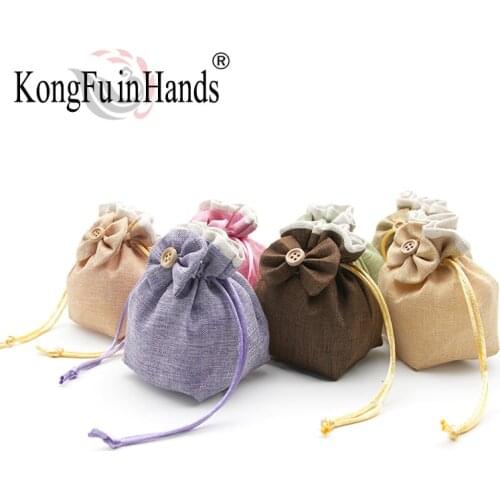 Fashion Sachet Sweet Cute Butterfly Beam Port Gift Empty Bag Imitation Linen Wear-resistant Women Jewelry Cloth Bag Carry Sachet