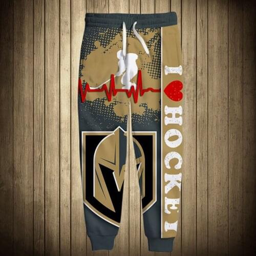 Vegas mens Casual Pants Red Curve Love Khaki Helmet Print Golden Knights Sweatpants