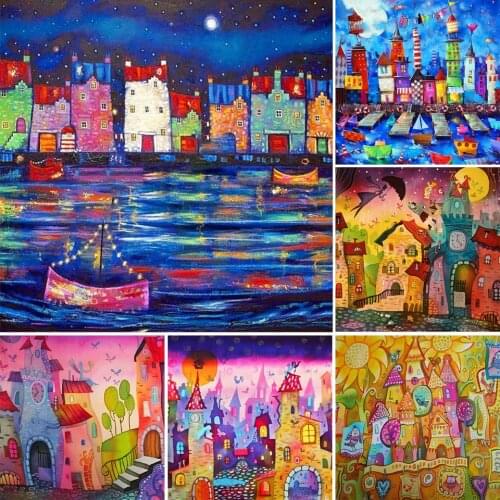 5D Diy Diamond Painting Cartoon Landscape Cross Stitch Kit Full Drill Embroidery Mosaic Art Picture of Rhinestones Wall Decor
