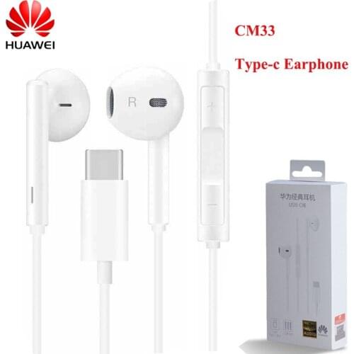 HUAWEI CM33 Type C Earphone With Mic Volume Control For HUAWEI Mate 40 30 20 10 Pro X RS P40 P30 P20 Pro P40pro+ 5G Nova 8 Pro