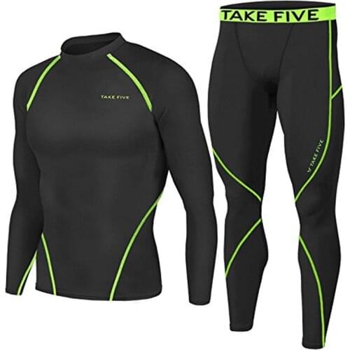 Newest Edition TakeFive Mens Compression Skin Tight Long Sleeve Top & Pants Sets-009-507