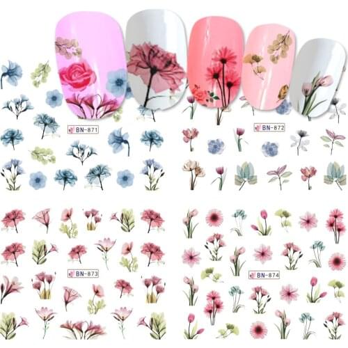 1pcs Daisy Lavender Water Transfer Sticker For Nail Design Flower Leaf Slider Foil Tip Nail Art Decor Charm Manicure SABN871-876