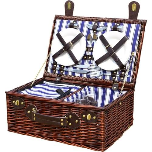 Wicker picnic basket pastoral rattan with lid shopping insulation storage box portable large