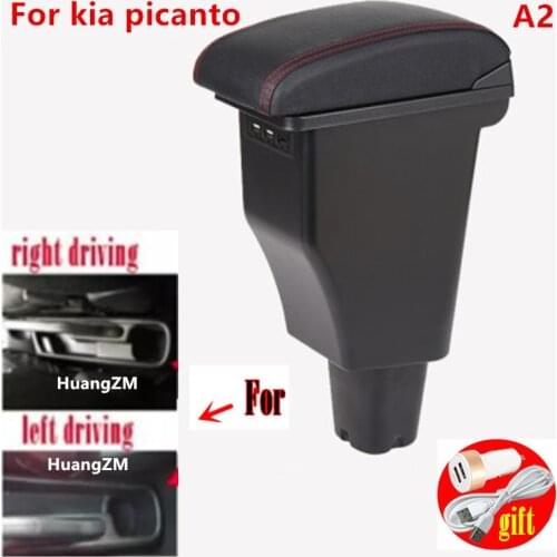 For kia picanto armrest box central Store content Storage box armrest box 3USB interface