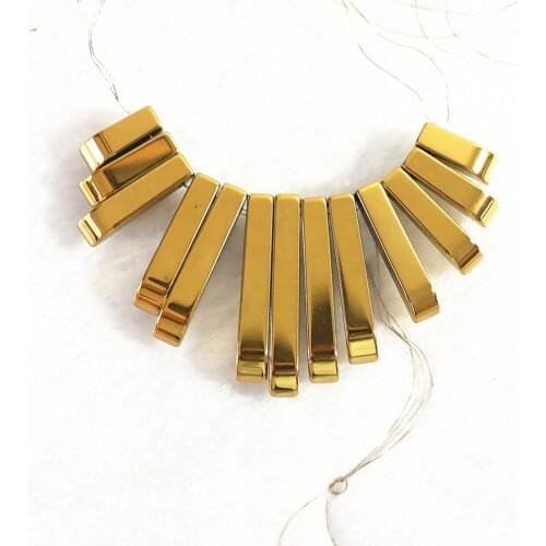 Gold-color hematite Pendant stone diy necklace 10-29x4mm long Rectangle beads B203