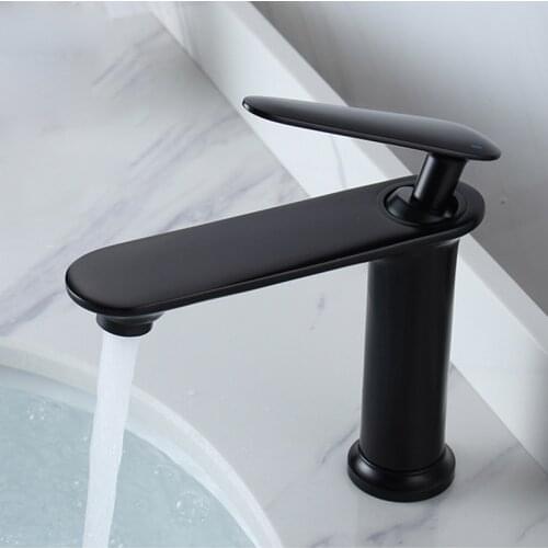 Basin Mixer Faucets Black Brass Bathroom Sink Faucet Deck Mounted Hot and Cold Bathroom Sink Taps Lavatory Faucet Bath Crane