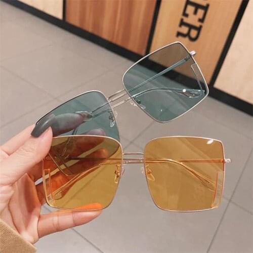 Yellow Lens Designer Sunglasses 2021 Trend Fashion Women Men Oversized Square Luxury Shades Glasses Big Frame Sunglasses Candy