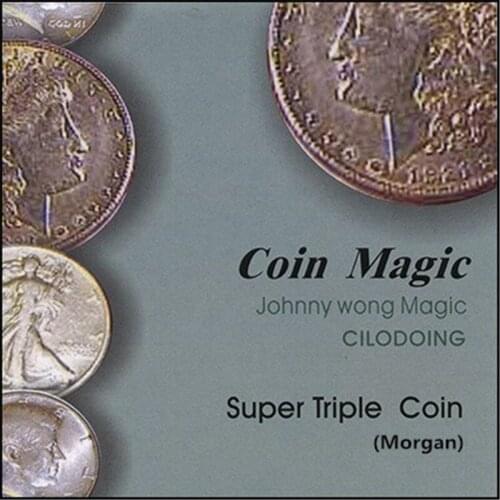 Super Triple Coin (Morgan Dollar, with DVD) Magic Tricks Stage Close Up Magia Coin Appearing Magie Illusion Gimmick Props