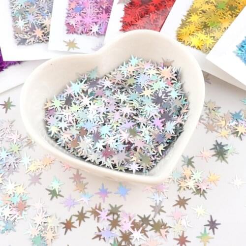 Ultrathin Star Nail Sequin PET Eco Friendly Glitter Laser Silver Paillette Loose Sequins for Nails Art Wedding Decor Confetti 8g