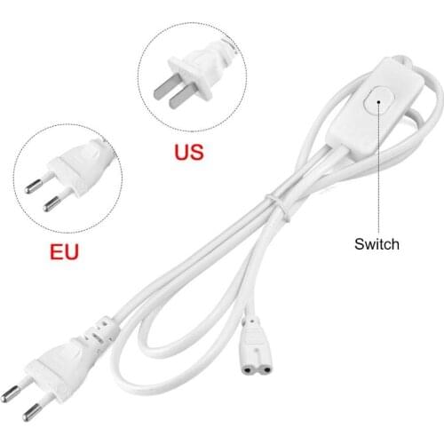 EU / US Plug switch AC110V 220V Wire cable switch On/Off Power Cord For LED Lamp tube with Button switch