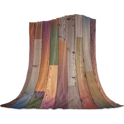 Vintage Wooden Board Light Thin Flannel Blanket Custom Super Warm Soft Blankets Throw on Sofa Bed Travel Bedspread