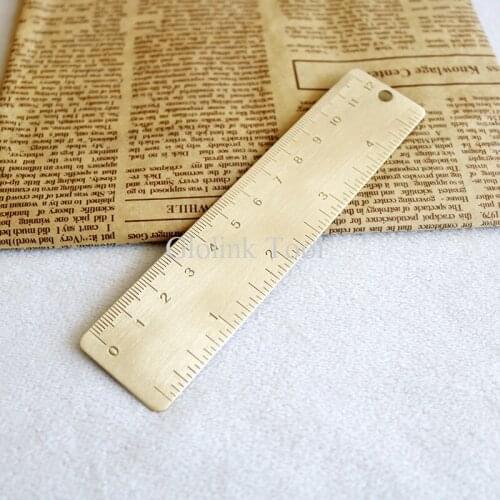 Outdoor Brass Ruler Bookmark Double Scale Cm&Inch Digital For Traveler Notebook Measurement Tool