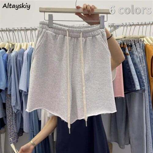 Oversize Shorts Women M-4XL 6 Colors Solid Simple Loose All-match Clothing Hot Sale Vintage Classic New Arrival Daily Tender