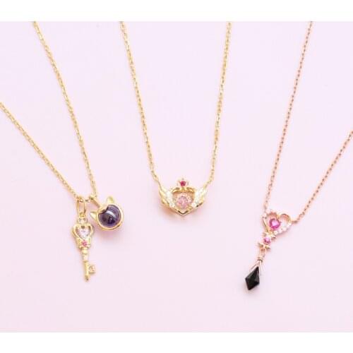 Japan Anime Moon Luna Princess Serenity Black Lady 925 Sterling Silver Necklace Pendant For Women Jewelry Girls Birthday Gift