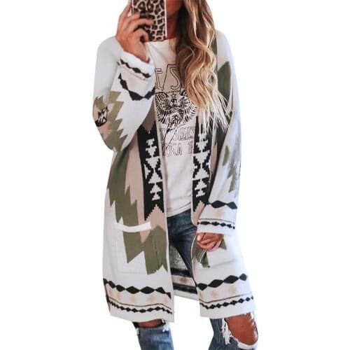 Women Open Stitch Coat Retro Floral Print Pockets Winter Vintage Warm Ladies Long Outerwear 2021