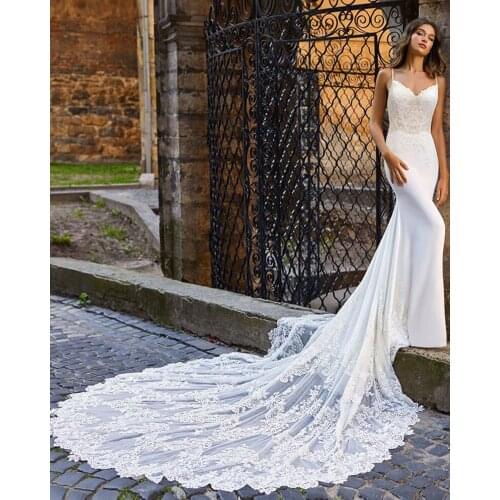 Robes De Mariage Mermaid Wedding Dress Spaghetti Straps Luxury Sukienka Off the Shoulder Fashion Sukienka Na Wesele Bridal Gown