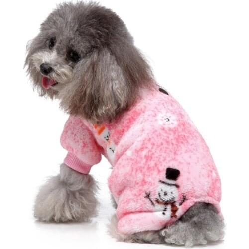 Winter Warm Cartoon Pet Christmas Clothes for Small Dogs Cats Soft Fleece Cat Dog Coat Jacket 4-legged Puppy Jumpsuit