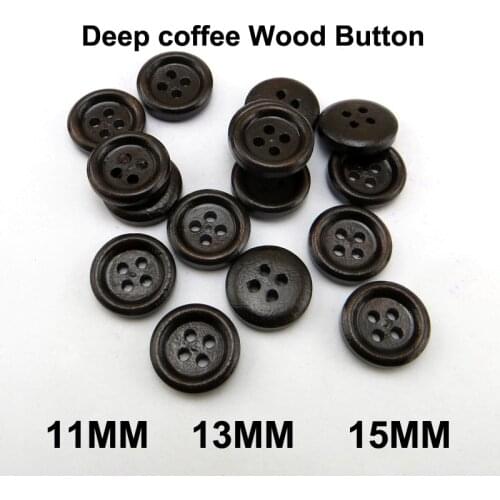 100PCS 11MM-15MM Deep Coffee Wooden Coat Buttons Fits Brand Boots Sewing Clothes Shirt Button Decorative Accessory MCB-1026