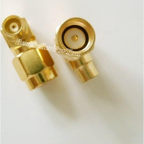 1Pcs SMA Male Plug To MCX Female Right Angle 90 Degree Coaxial Adapter Connector Gloden