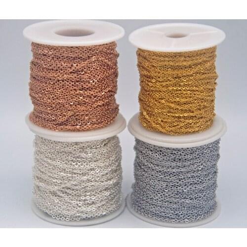 2m/lot Stainless Steel Cable Chain Bulk Silver Rose Gold Chain 1mm 1.5mm 2mm 2.5mm Necklace Bracelet Diy Jewelry Making Material