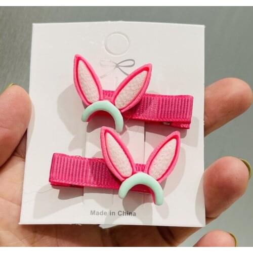 2Pcs/Set Girls Cute Animal Bunny Ears Hair Clips Kids Lovely Hairpins Headband Barrettes Children Fashion Hair Accessories Gift