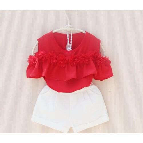 2019 Summer top baby girl clothes girl t shirt children clothing fashion shoulder-off chiffon t-shirt kids t shirt blusas 2-16Y