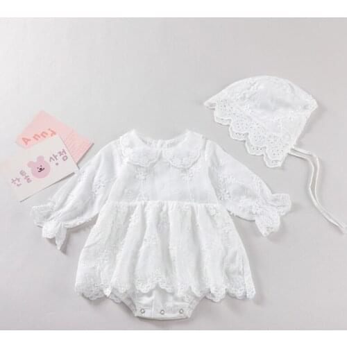 2021 Baby Clothing 0-24M Infant Newborn Baby Girl Lace Dress Sleeveless Solid White Shift Gown Headband
