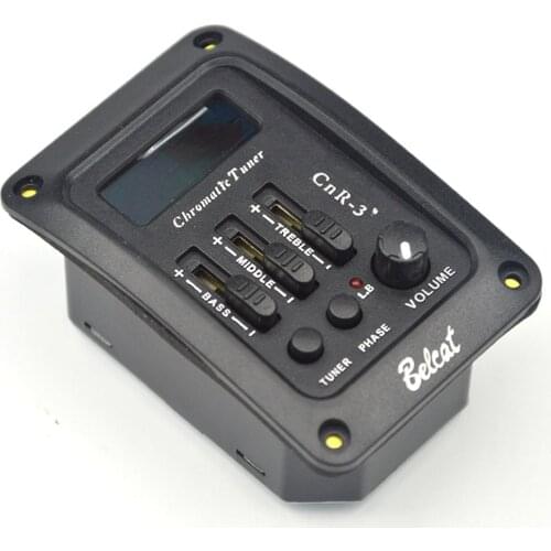Belcat CnR-3 3 Band EQ Guitar Pickup & Tuner Guitar Preamp with Phase Colorful LCD Screen Bass Middle Treble 3band Equalizer