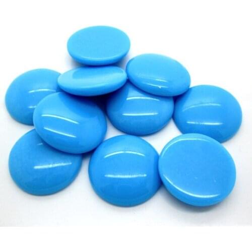 30Pcs 22mm Resin Blue Round Decoration Crafts Beads Flatback Cabochon Scrapbook DIY Embellishments Accessories Buttons