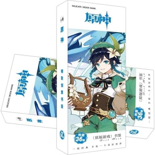 36 Pcs/Set Genshin Impact Game Bookmark DIY Cartoon Book Markers Message Card Gift Stationery