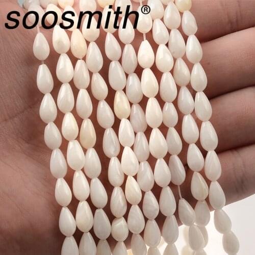 4x7mm/5x8mm Drop-Shaped White Natural Shell Beads For Jewelry Making DIY Handmade Necklace Keychain Accessorie Wholesale